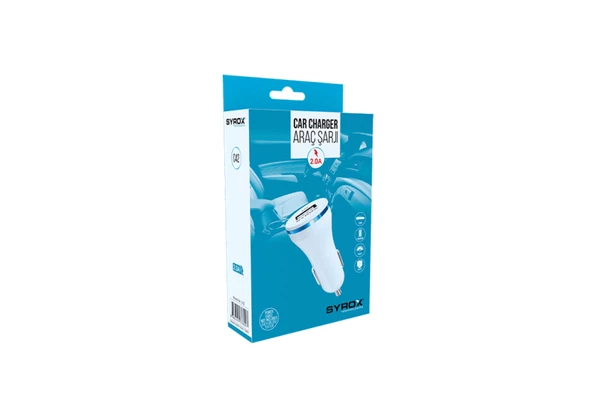 Syrox C42 2.0A Hızlı Araç Şarj Adaptörü - Beyaz - 2