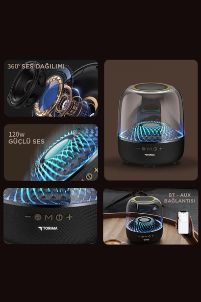 Torima D33 Siyah Taşınabilir Kablosuz Bluetooth Hoparlör - 4