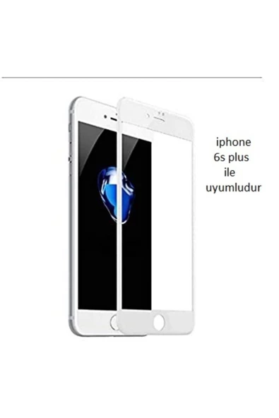 JACQUELYN Iphone 6s Plus Curve Tempered Glass Full Beyaz Cam Ekran Koruyucu