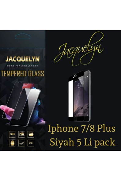 JACQUELYN Iphone 7/8 Plus Siyah 5 Li Pack Tam Kaplayan Ön Ekran Koruyucu