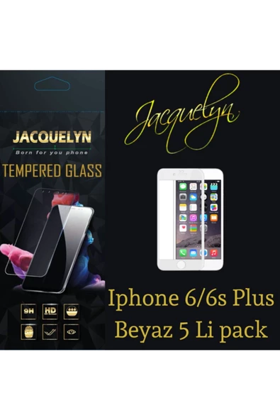 JACQUELYN Iphone 6/6s Plus Beyaz 5 Li Pack Tam Kaplayan Ön Ekran Koruyucu