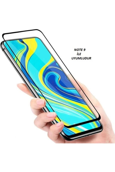 JACQUELYN Xiaomi Note 9 Curve Tempered Glass Full Siyah Cam Ekran Koruyucu