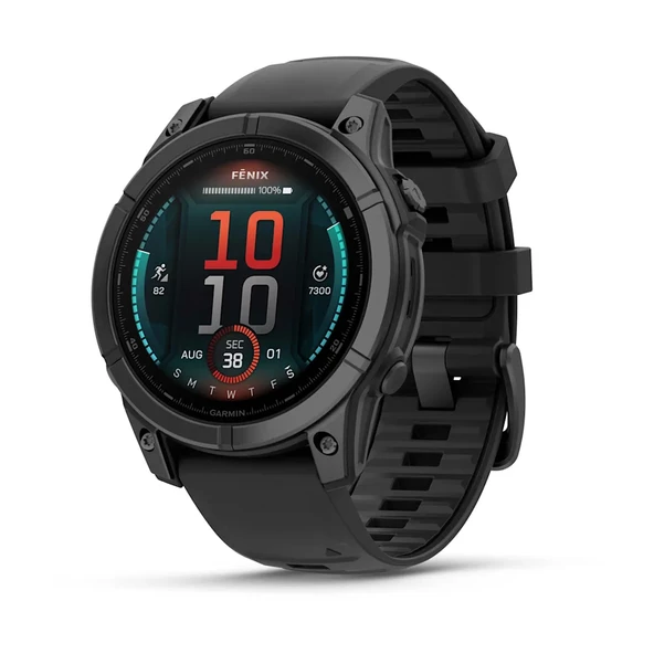 Garmin Fenix E - 47 mm AMOLED Slate Gri Siyah Silikon Kayışlı