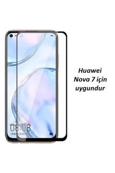 JACQUELYN Huawei Nova 7 Curve Tempered Glass Full Siyah Cam Ekran Koruyucu