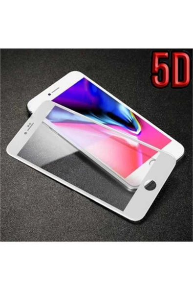 JACQUELYN Iphone 7 Plus 8 Plus 5d Kavisli Full Kırılmaz Cam Ekran Koruyucu Beyaz