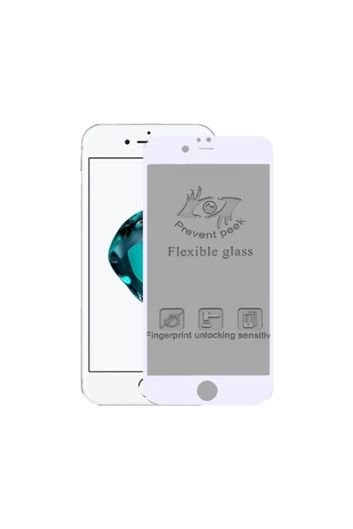 JACQUELYN Iphone 7/8 Plus Beyaz Privacy Seramik Tam Kaplayan Ekran Koruyucu