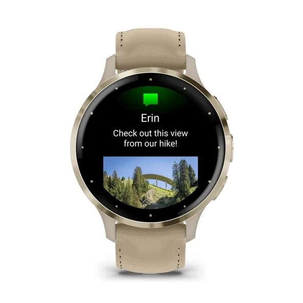 Garmin Venu 3S Soft Gold | French Gri Deri Kayışlı