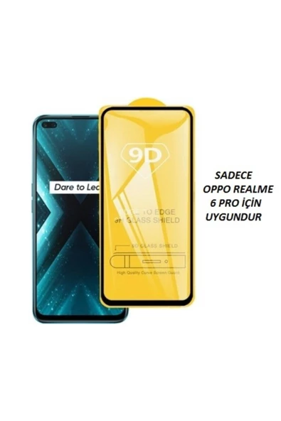 JACQUELYN Oppo Realme 6 Pro Tam Kaplayan Ön Ekran Koruyucu-tempered Glass