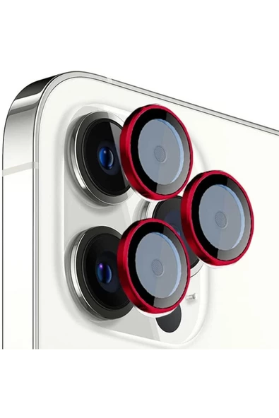 Powerfox Iphone 12 Pro Uyumlu Kamera Lens Koruyucu(3'lü Set) Kırmızı