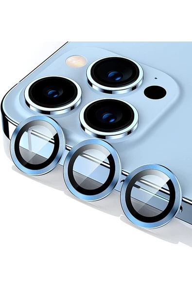 Powerfox Iphone 13 Pro/13 Pro Max Uyumlu Kamera Lens Koruyucu(3'lü Set) Sierra Blue