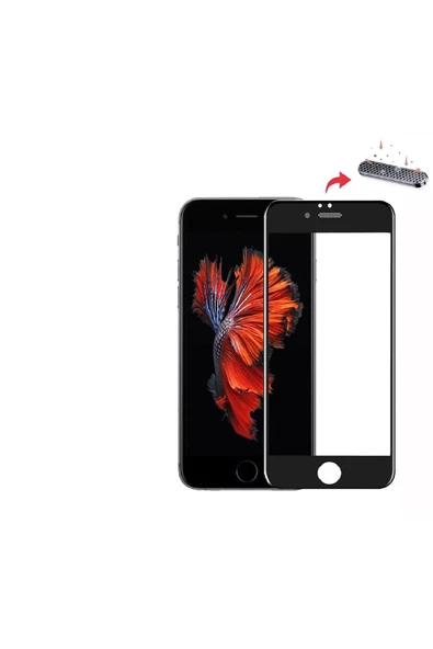 Powerfox iPhone 6/7/8/SE 2020 Siyah Uyumlu Kalite Toz Filtreli Tam Kaplayan Ekran Koruyucu