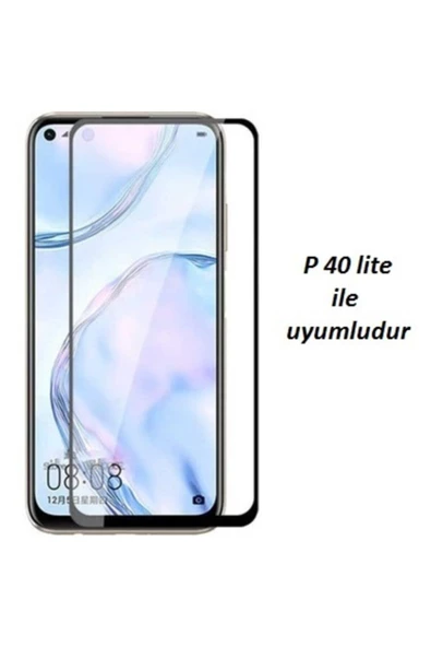 JACQUELYN Huawei P40 Lite Curve Tempered Glass Full Siyah Cam Ekran Koruyucu