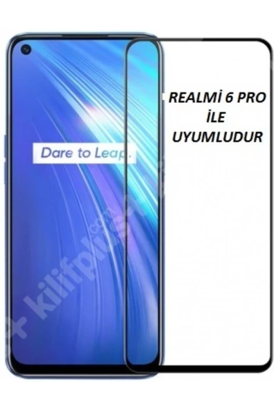 JACQUELYN Oppo Realmi 6 Pro Curve Tempered Glass Full Siyah Cam Ekran Koruyucu