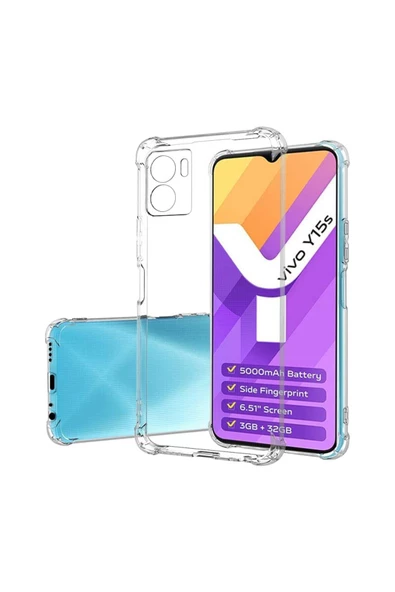 Caseji Vivo Y15S/ Y10/ Y01 Uyumlu Köşe Korumalı Premium Şeffaf Kılıf