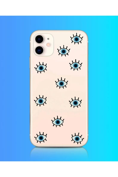 JACQUELYN iPhone 11 Uyumlu Göz Desen Tasarım Baskılı Şeffaf Kılıf
