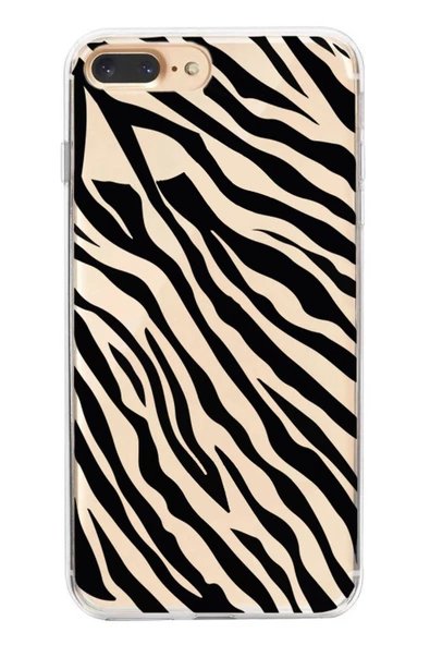 Powerfox Iphone 7/8 Plus Uyumlu " Zebra Şeritli " Şeffaf Telefon Kılıfı