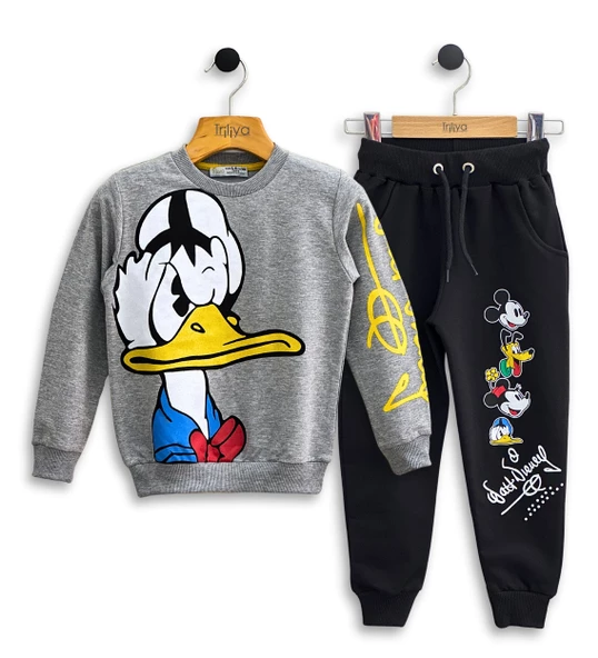 Çocuk Eşofman Takımı-Disney Baskılı 3-9 Yaş Bisiklet Yaka Cepli Mevsimlik Lüks ve Ekonomik - 2