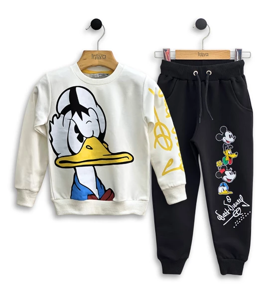 Çocuk Eşofman Takımı-Disney Baskılı 3-9 Yaş Bisiklet Yaka Cepli Mevsimlik Lüks ve Ekonomik - 5