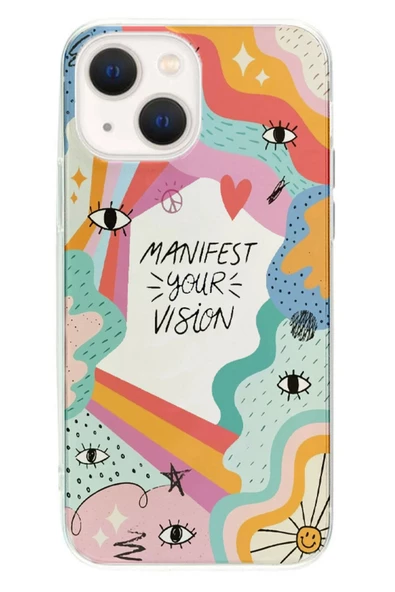 Powerfox Iphone 13 Uyumlu Manifest Your Vision Şeffaf Telefon Kılıfı