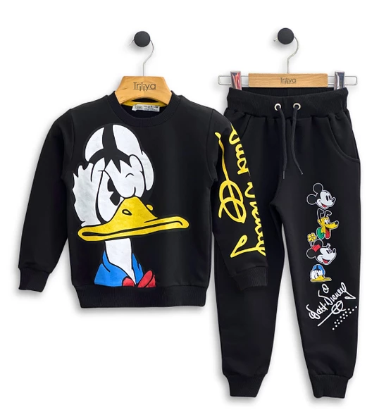 Çocuk Eşofman Takımı-Disney Baskılı 3-9 Yaş Bisiklet Yaka Cepli Mevsimlik Lüks ve Ekonomik - 6