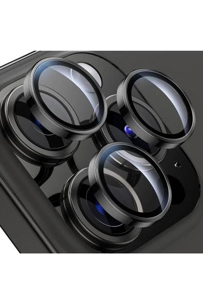 Powerfox Iphone 15 Pro Ve 15 Pro Max Uyumlu Siyah Kamera Koruyucu (3lü Set)
