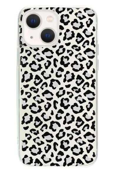 Powerfox Iphone 13 Uyumlu Leopar Benekli Şeffaf Telefon Kılıfı