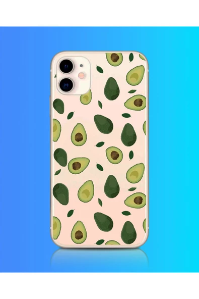 Powerfox Iphone 11 Uyumlu Avakadolar Desenli Şeffaf Telefon Kılıfı