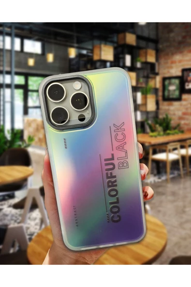 Powerfox iPhone 14 Pro Uyumlu Hassas Tuşlu Hologramlı Kılıf