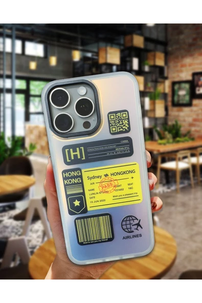 Powerfox iPhone 15 Pro Max Uyumlu Hassas Tuşlu Hologramlı Kılıf