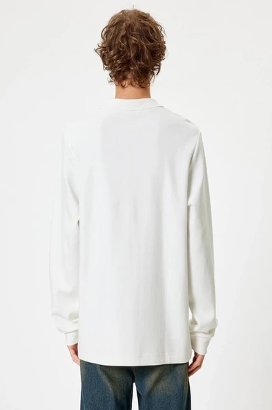 Koton Polo Yaka Sweatshirt Düğmeli Pamuklu - 4