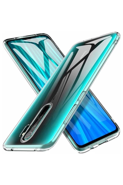 Powerfox Xiaomi Redmi Note 8 Pro Uyumlu Kılıf Şeffaf Kamera Korumalı Silikon + 5d Tam Kaplayan Kırılmaz Cam