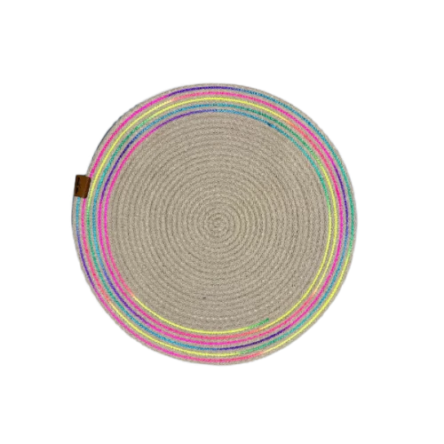 DecoHandy 39cm Neon Renkli Şeritli Jüt Örme Supla Amerikan Servis - 2