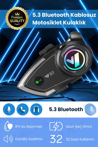 Y80 Motosiklet Kask Kulaklığı Intercom Rgb Işıklı Bluetooth Motorsiklet Kulaklık İnterkom