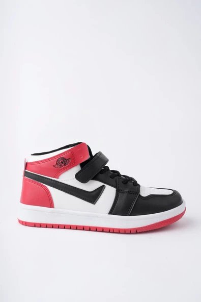 Uzun Bilekli Unisex Beyaz Kırmızı Çocuk Spor Sneaker Ayakkabı - 3