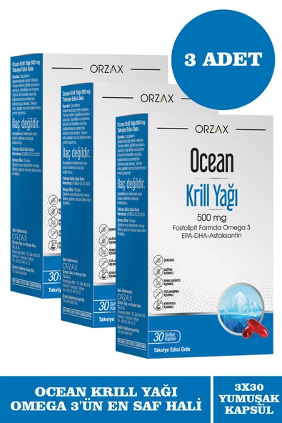 Ocean Krill Oil 500 mg 30 Kapsül 3 Adet ürün görseli 1