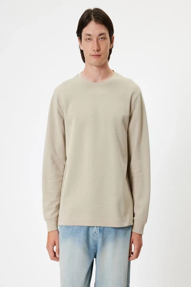 Koton Bisiklet Yaka Sweatshirt Basic Uzun Kollu Pamuklu - 3