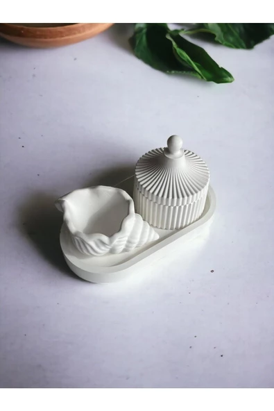 Fiji Mumluk, Dekoratif Kase + Oval Tabak Beyaz-2 - 2