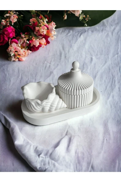 Fiji Mumluk, Dekoratif Kase + Oval Tabak Beyaz-2 - 6