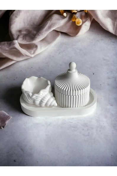 Fiji Mumluk, Dekoratif Kase + Oval Tabak Beyaz-2 - 5