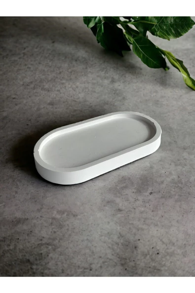 Dekoratif Oval Tabak Sunumluk  [Beyaz] - 3