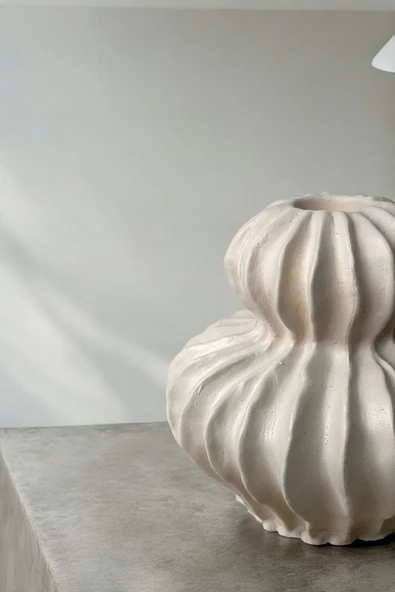 H&M Muadili Dalgalı Şamdan Dekoratif Mumluk | 10 cm |  Alaçatı - 2