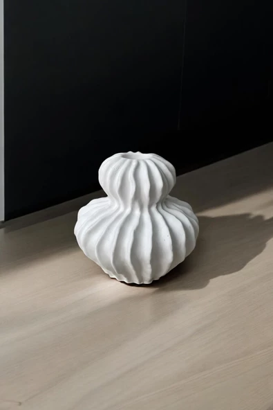 H&M Muadili Dalgalı Şamdan Dekoratif Mumluk | 10 cm |  Beyaz - 3