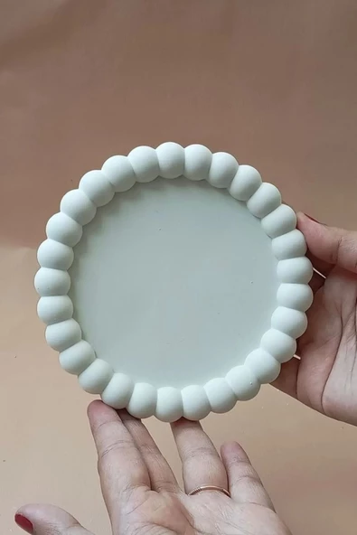 Bubble Dekoratif Tabak Sunumluk Bardak Altlığı | Beyaz | - 2