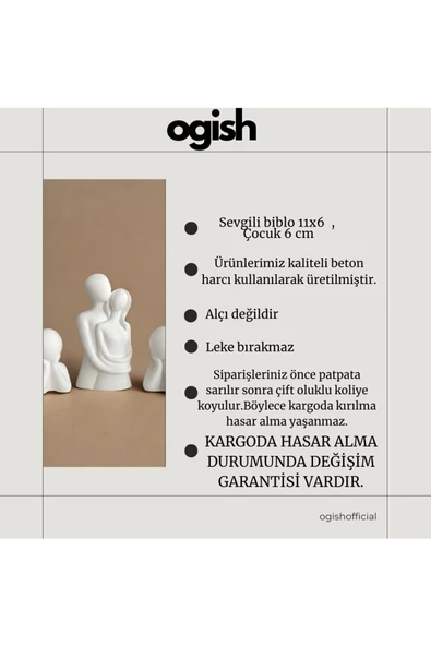 Sarılan Aile Dekoratif Obje Biblo (11 cm-6 cm)  Beyaz - 2