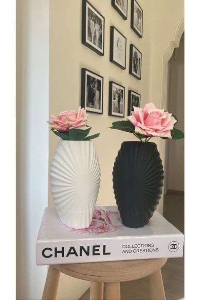 2’li Set Dekoratif vazo Dekoratif Biblo Pampas Vazosu - 2