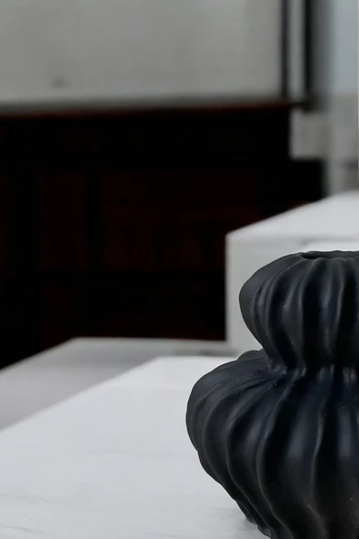 H&M Muadili Dalgalı Şamdan Dekoratif Mumluk | 10 cm |  Siyah - 3