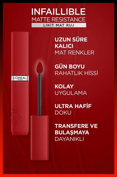 L'Oreal Paris Infaillible Matte Resistance Likit Mat Ruj - 210 Tropical Vacay - 6