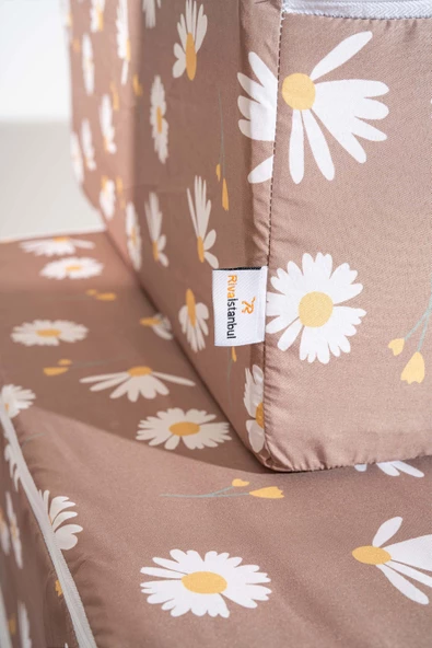 Rivaİstanbul Kahve Papatya Desenli Fermuarlı 6'lı Hurç Seti Bazaaltı Ve Çekyat Hurç - Resim 7