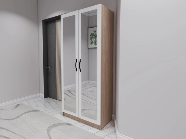 Limila 2 Kapaklı Aynalı Marbella Kiraz-Beyaz Renk Portmanto - 2