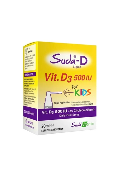 Suda Vitamin Çocuklar İçin Günlük Oral Sprey D3 500 IU 20 ml